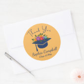 Trendy Floral Afstuderen Classic Round Sticker (Envelop)