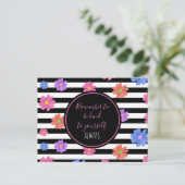 Trendy Floral Black & White Stripes Motivatie Briefkaart (Staand voorkant)
