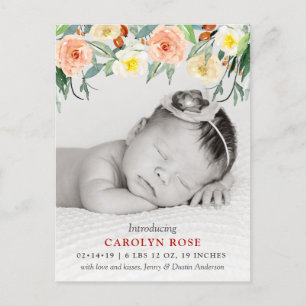 Trendy Floral Blooms Fotoaankondiging Aankondigingskaart