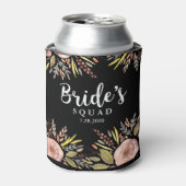 Trendy Floral Bride Squad Custom Wedding Date Blikjeskoeler (Blikje Voorkant)
