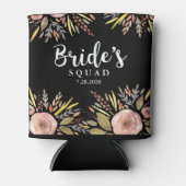 Trendy Floral Bride Squad Custom Wedding Date Blikjeskoeler (Voorkant)