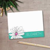 Trendy Floral Daisy Illustration - Pink and Green Post-it® Notes