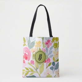 Trendy Floral Monogram Draagtas
