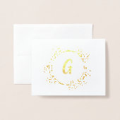 Trendy Floral Monogram Folie Kaarten (Voorkant met envelop)
