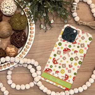 Trendy Floral Mushroom Pattern  naam iPhone 13 Pro Max Hoesje