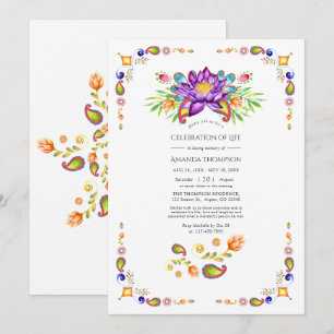 Trendy Floral Paisley Indian Celebration of Life Kaart