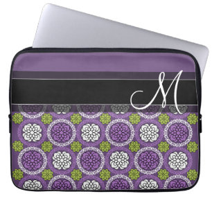 Trendy Floral Pattern - Orchid and Lime Green Laptop Sleeve