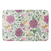 Trendy Floral Pattern Pink Yellow Paars Greenery Badmat (Voorkant)