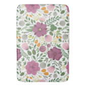 Trendy Floral Pattern Pink Yellow Paars Greenery Badmat (Voorkant Verticaal)