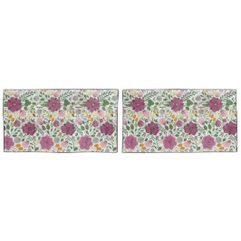 Trendy Floral Pattern Pink Yellow Paars Greenery Kussensloop