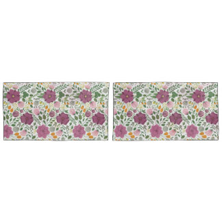 Trendy Floral Pattern Pink Yellow Paars Greenery Kussensloop