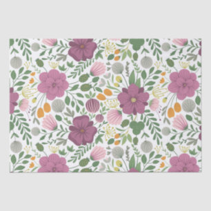 Trendy Floral Pattern Pink Yellow Paars Greenery Tissuepapier