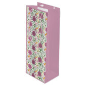 Trendy Floral Pattern Pink Yellow Paars Greenery Wijn Cadeautas (Voorkant Gekanteld)