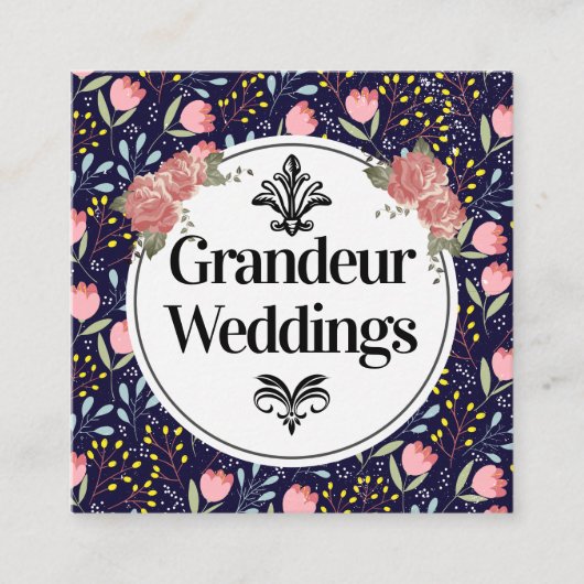 Trendy Floral Pattern Vierkante Visitekaartje (Voorkant)