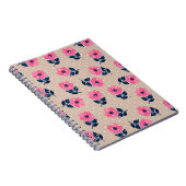 Trendy Floral Pink Beige Feminine Pattern Notitieboek (Rechterzijde)