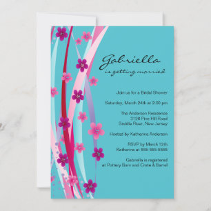 Trendy Floral Ribbons Vrijgezellenfeest Invite Kaart