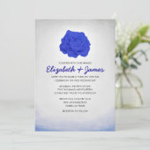 Trendy Floral Royal Blue Wedding Invitations Kaart (Staand voorkant)