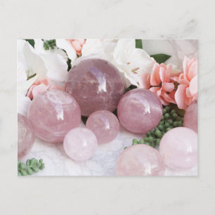 Trendy Floral Roze Roze Kwarts Crystal Stone Briefkaart