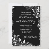 Trendy Floral Sweet Sixteen Birthday Uitnodiging (Voorkant)