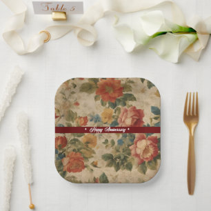 Trendy Floral Waterverf Collectie Papieren Bordje