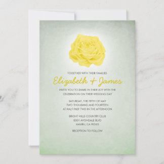 Trendy Floral Yellow en Green Wedding Invitations Kaart