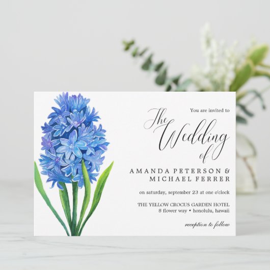 Trendy Flower Blue Hydrangea rustige bruiloft Kaart (Staand voorkant)