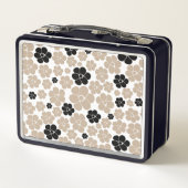 Trendy Flower Pattern in Taupe, Black en White (Achterkant)