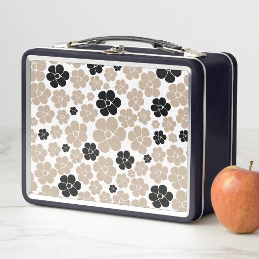 Trendy Flower Pattern in Taupe, Black en White (In situ)