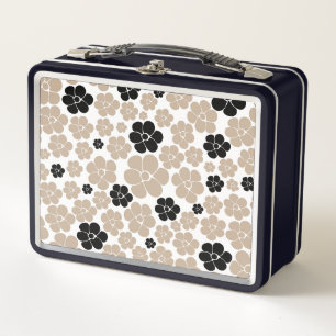 Trendy Flower Pattern in Taupe, Black en White