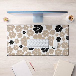 Trendy Flower Pattern in Taupe, Black en White Bureaumat