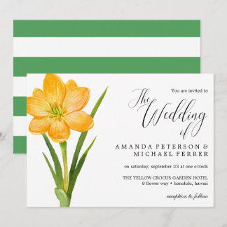 Trendy Flower Yellow Crocus rustic bruiloft Kaart