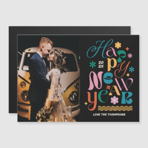 Trendy Font Mix New Year's Photo Magnetische Kaart