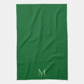 Trendy Forest Green Modern Template Monogram Chic Theedoek (Verticaal)