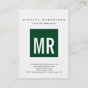 Trendy Forest Green Monogram White Visitekaartje