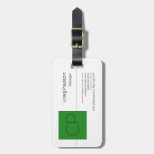 Trendy Forest Green White Monogram Bagagelabel (Voorkant verticaal)