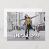 Trendy foto afstudeer witte script bedankt briefkaart (Voorkant / Achterkant)