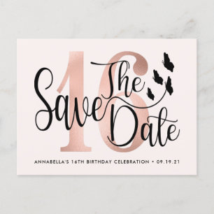 Trendy foto sweet 16 save the date ansichtkaart briefkaart
