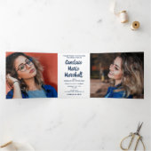 Trendy Foto Trivoudig Afstuderen Aankondiging (Binnen)