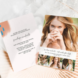 Trendy Fotocollage en Splashes Graduation Party Kaart