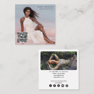 Trendy Fotograaf QR Code Social Media Icons Vierkante Visitekaartje