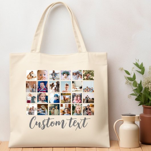 Trendy fotorooster collage aangepaste tekst Canvas Tote Bag