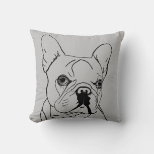 Trendy Franse Bulldog Grijze Lijntekening Kussen