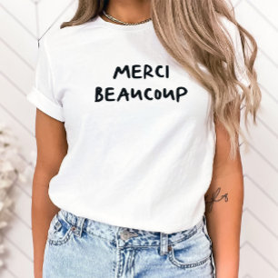 Trendy Franse handgeschreven tekst   Merci Beaucou T-shirt