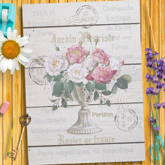 Trendy Franse kunstzinnige Ephemera rustiek hout Tissuepapier