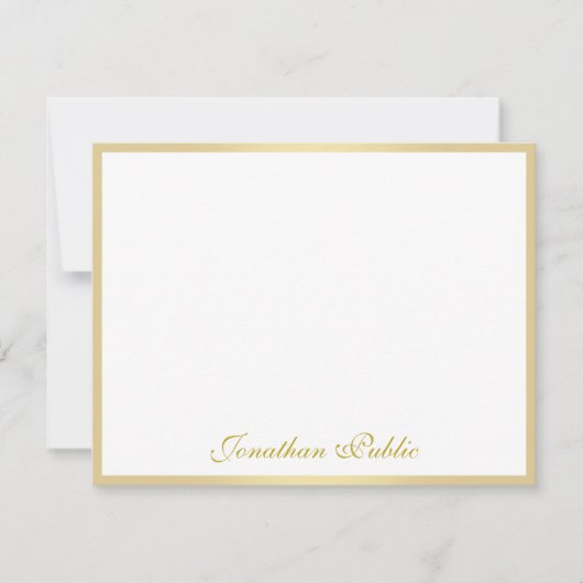 Trendy Freehand Gold Script Elegant Professional Notitiekaartje (Voorkant)