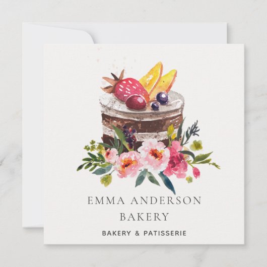 Trendy Fruit Bloem Cake Patisserie Cupcake Bakkeri Kaart (Voorkant)