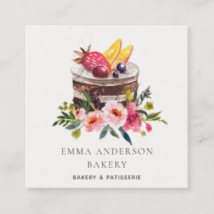 Trendy Fruit Floral Cake Patisserie Cupcake Bakker Vierkante Visitekaartje