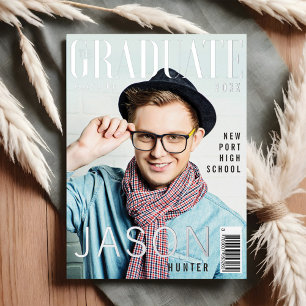 Trendy Fun Afstuderen het Hoesje van het Tijdschri Folie Uitnodiging
