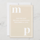 Trendy Fun Monogram Champagne Beige Save the Date Kaart (Voorkant)