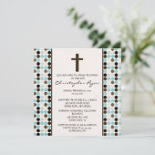 Trendy Fun STIPPEN Baby Boy Baptisme Inname Kaart (Staand voorkant)